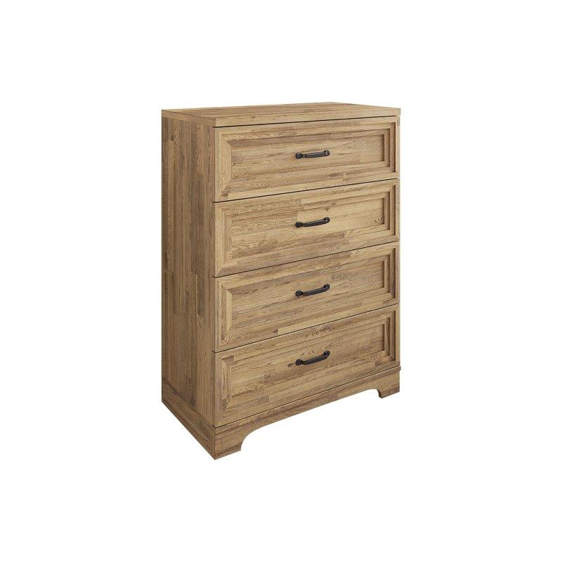 Masif Kauçuk Ağacı 4 Çekmeceli Vintage Tasarım Şifonyer - 40x76x103 cm - 303255