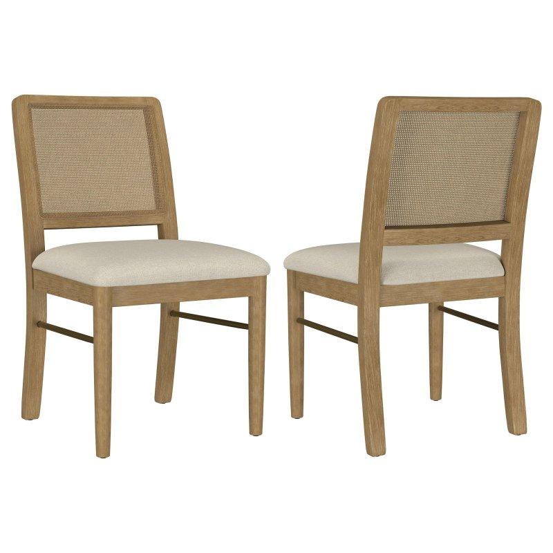 Masif Kauçuk Ağacı El Örgüsü Sırtlı 2li Set Rattan Sandalye - 51x58x89 cm - 252700
