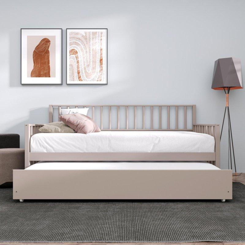 Masif Kauçuk Ağacı Yavru Yataklı Daybed Karyola - 206x108 cm - 330070