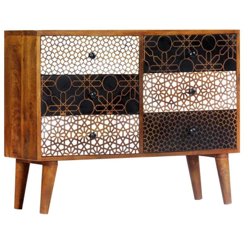 Masif Mango Ağacı 6 Çekmeceli Desenli Bohem Konsol - 90x30x71 cm - 325198 Masif Mango Ağacı 6 Çekmeceli Desenli Bohem Konsol - 90x30x71 cm - 325198