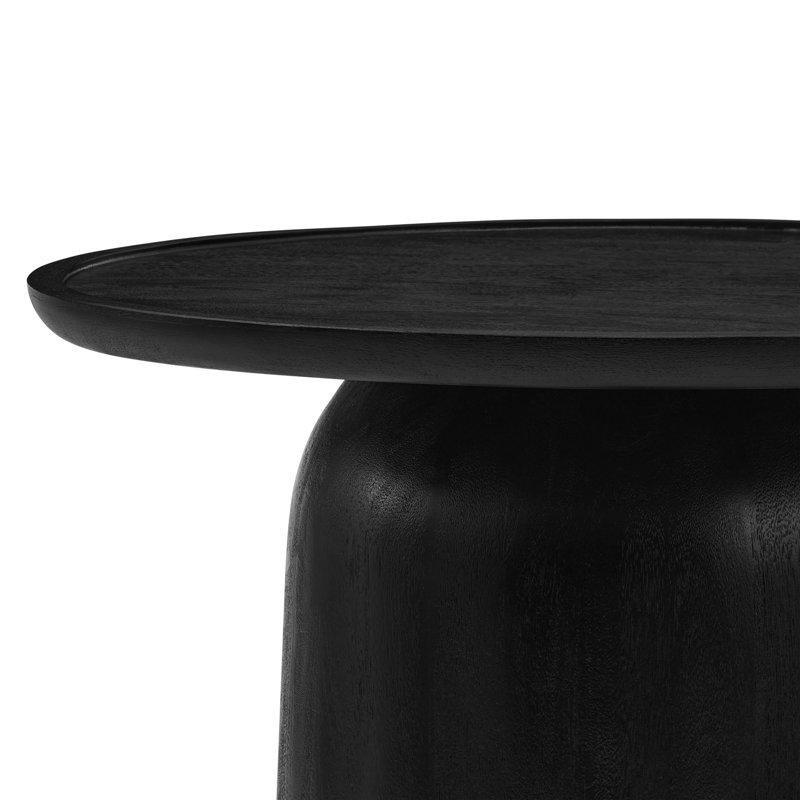 Masif Mango Ağacı Tambur Tasarım Yuvarlak Orta Sehpa - 77 cm - 244439