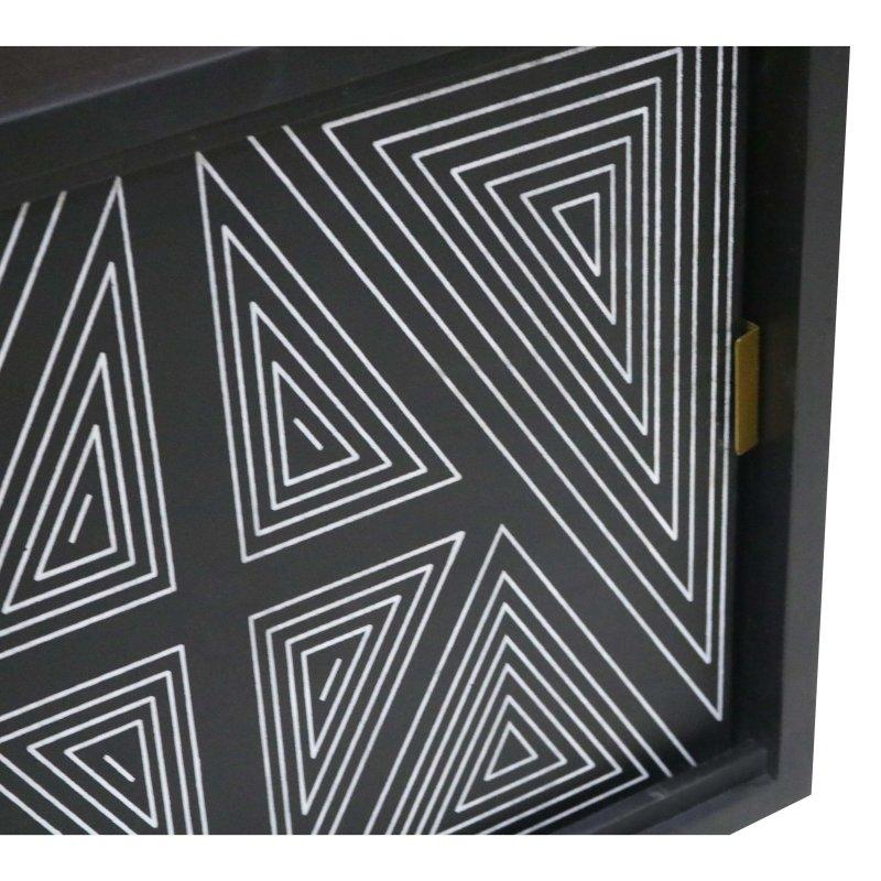 Masif Mango Ahşap Geometrik Desenli Sürgülü Kapaklı Bohem Konsol - 112 cm - 325169