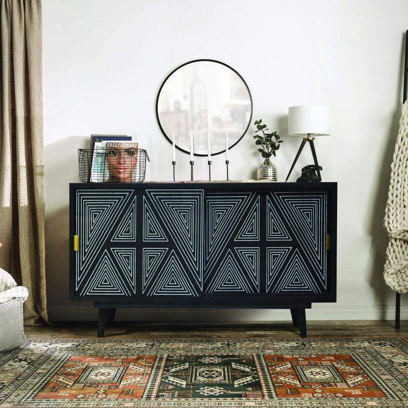 Masif Mango Ahşap Geometrik Desenli Sürgülü Kapaklı Bohem Konsol - 112 cm - 325169 Masif Mango Ahşap Geometrik Desenli Sürgülü Kapaklı Bohem Konsol - 112 cm - 325169