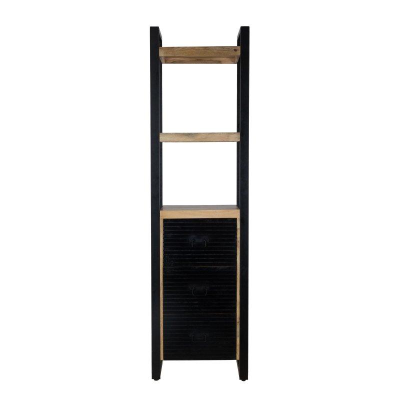 Masif Mango Ahşap ve Metal Çekmeceli Endüstriyel Kitaplık - 201 cm - 313389