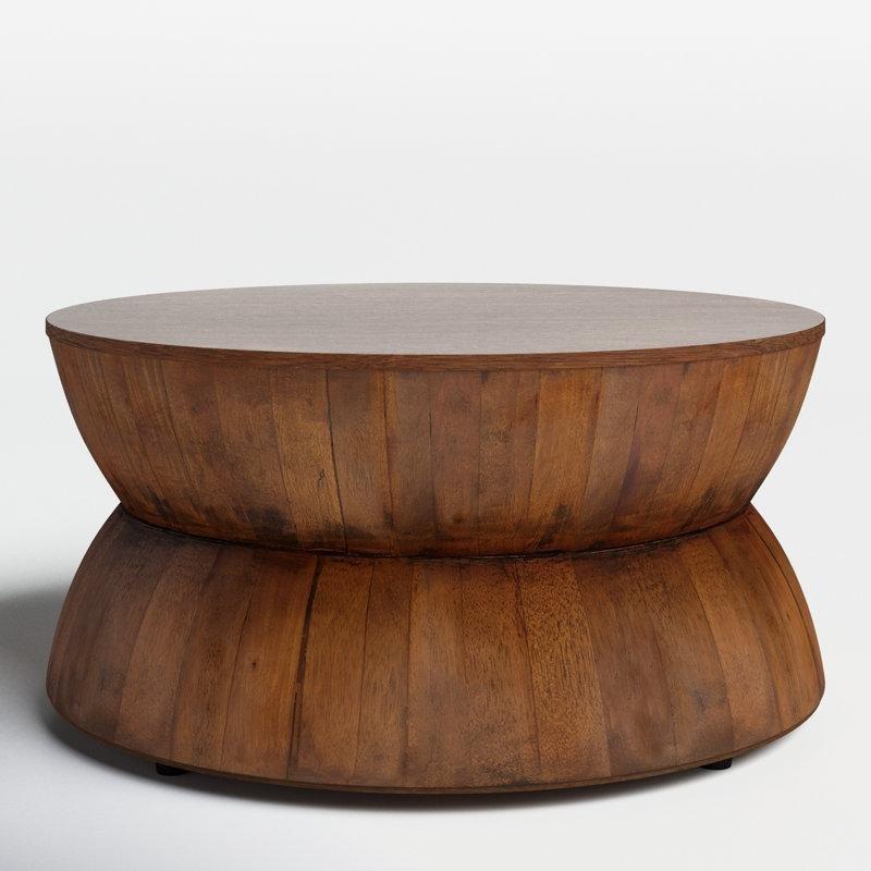 Masif ve MDF Ahşap Kum Saati Tasarım Yuvarlak Orta Sehpa - 74 cm - 246043
