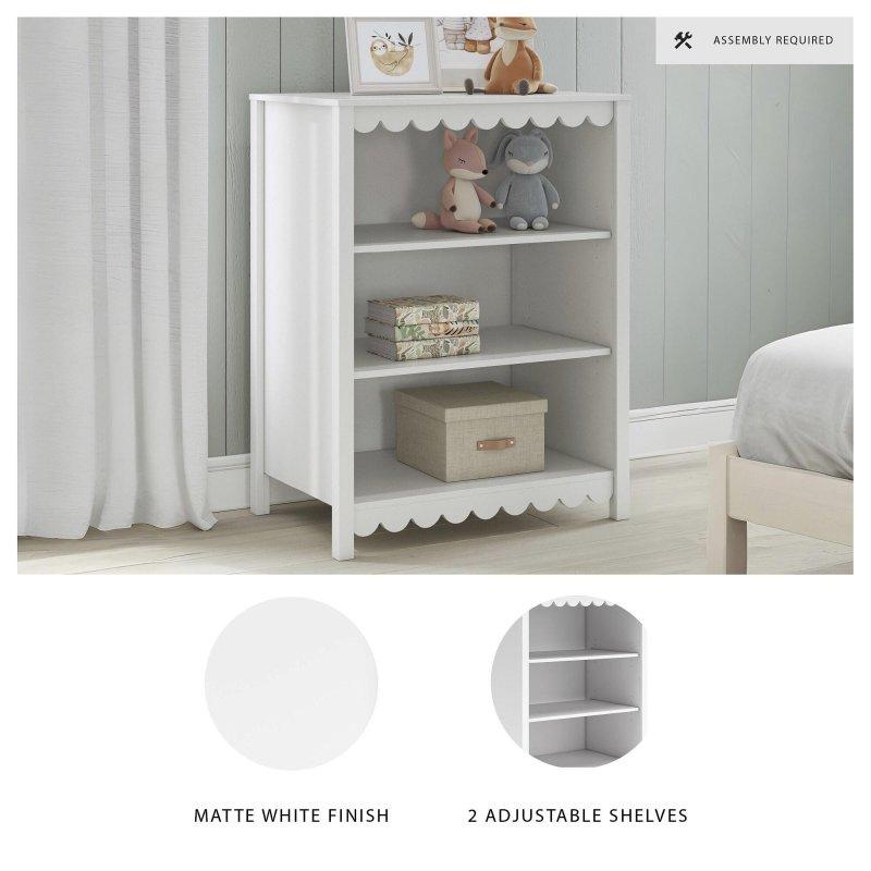 Mat Beyaz MDF Fistolu Tasarım 2 Ayarlanabilir Raflı Kitaplık - 81x51x105 cm - 314653