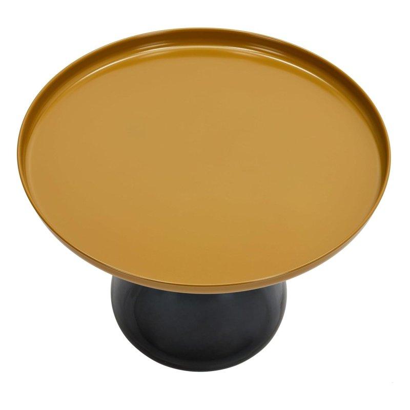 Mat Gold Paslanmaz Çelik Tepsili ve Füme Cam Ayaklı Yuvarlak Orta Sehpa - 61x44 cm - 240856