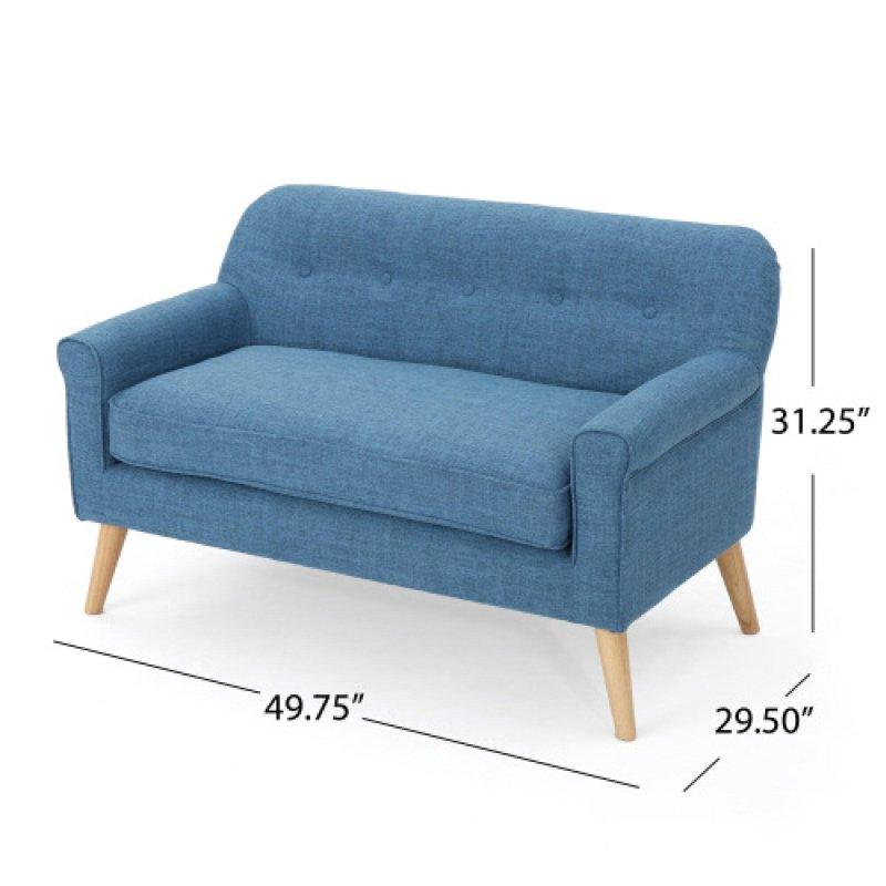 Mat Mavi Kumaş Ahşap Ayaklı Kapitoneli Bohem Koltuk - 129 cm - 294052