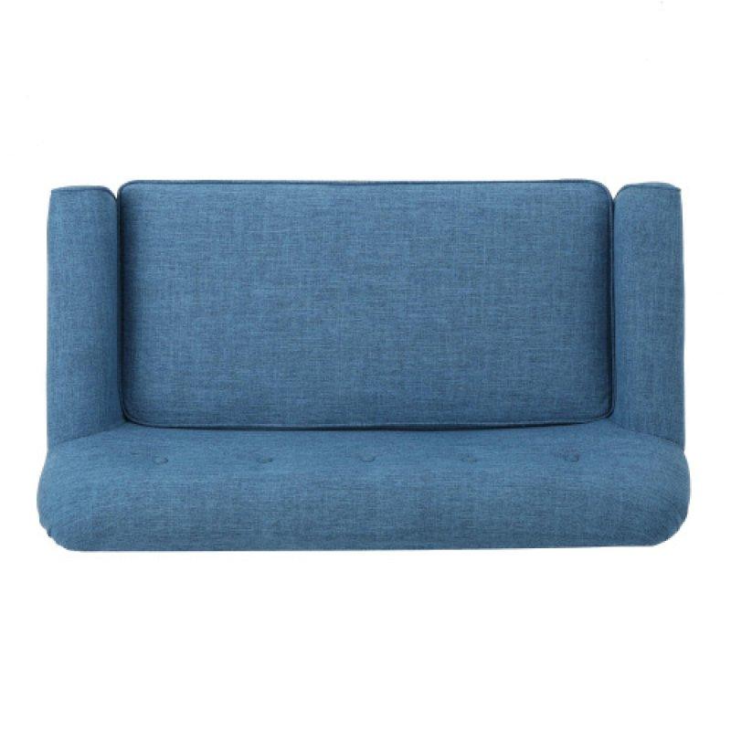 Mat Mavi Kumaş Ahşap Ayaklı Kapitoneli Bohem Koltuk - 129 cm - 294052