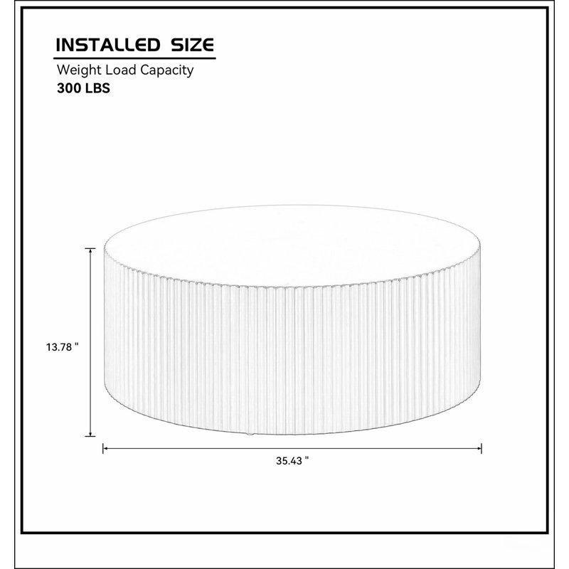 Mat Siyah Ahşap Kabartma Desenli Yuvarlak Orta Sehpa - 90 cm - 243716