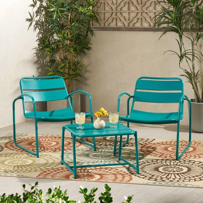 Mat Siyah Demir 2 Kişilik Modern Bahçe Takımı - 271528