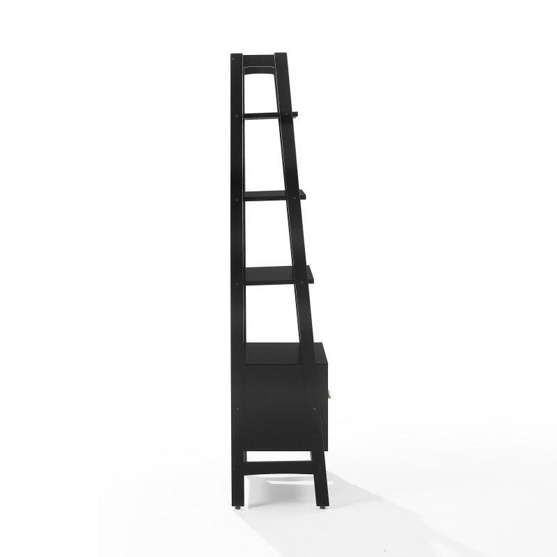 Mat Siyah Kauçuk Ağacı ve MDF Dosya Çekmeceli Etejer Kitaplık - 57x179x39 cm - 318154