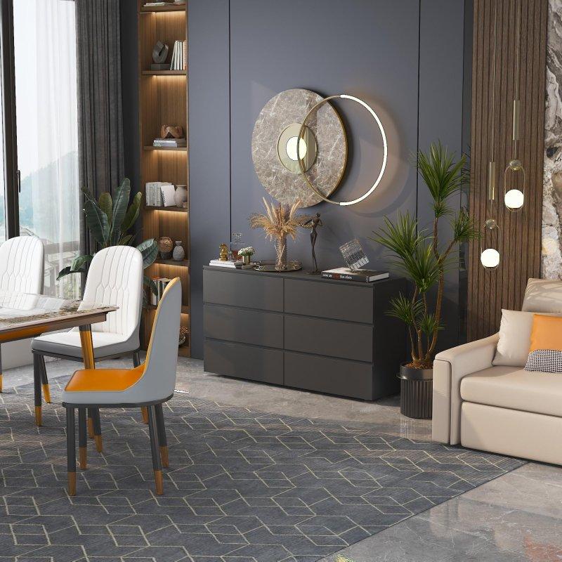 Mat Siyah MDF 6 Çekmeceli Geniş Şifonyer - 150x83x40 cm - 295983