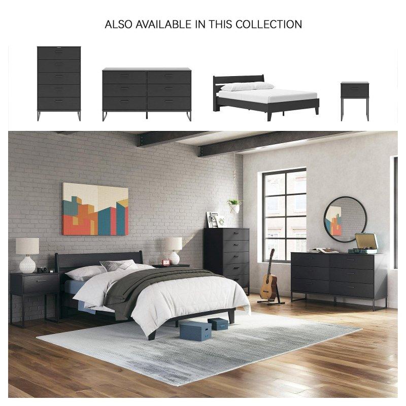 Mat Siyah Metal Ayaklı 6 Çekmeceli Şifonyer - 150x86x48 cm - 300246