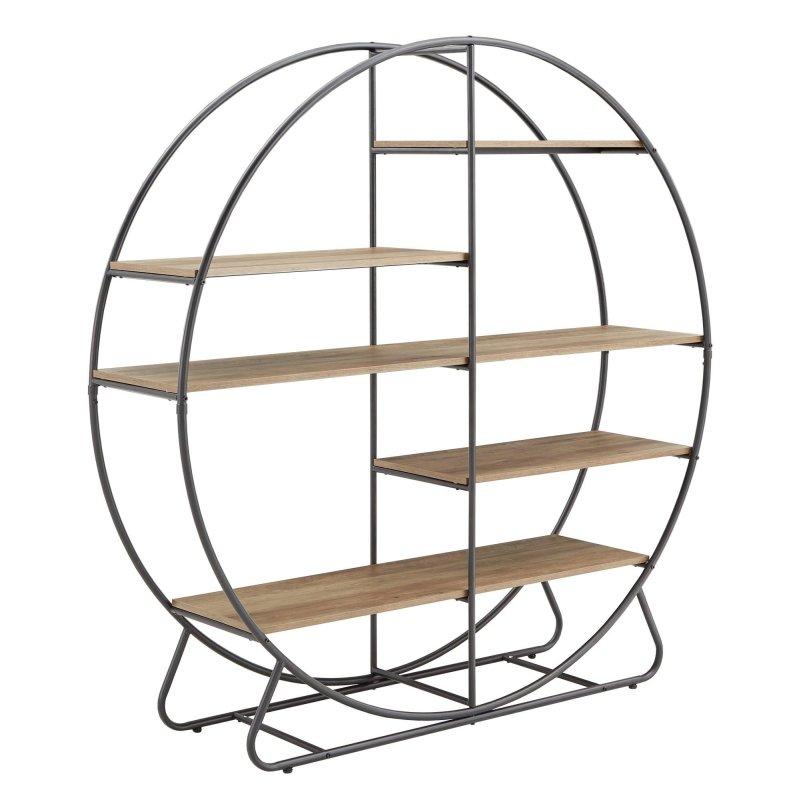 Mat Siyah Metal Yuvarlak 5 Raflı Kitaplık - 155x157 cm - 313241