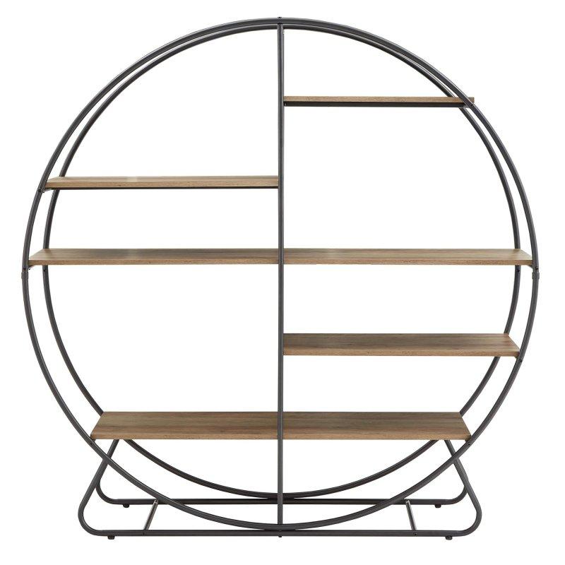 Mat Siyah Metal Yuvarlak 5 Raflı Kitaplık - 155x157 cm - 313241