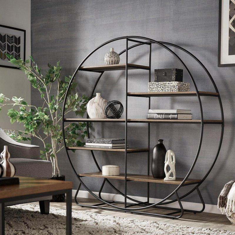 Mat Siyah Metal Yuvarlak 5 Raflı Kitaplık - 155x157 cm - 313241 Mat Siyah Metal Yuvarlak 5 Raflı Kitaplık - 155x157 cm - 313241