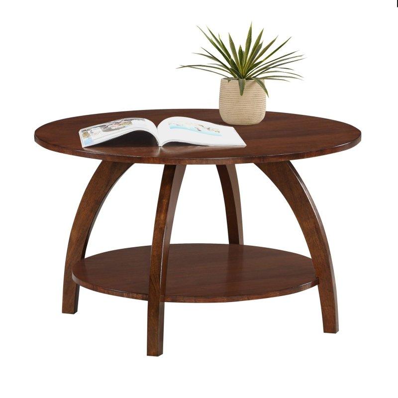 Maun MDF ve Kauçuk Ağacı Raflı Yuvarlak Orta Sehpa - 77 cm - 241379