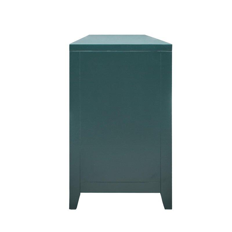 Mavi Ahşap Hasır Detaylı 4 Kapaklı Kitaplık - 183x77x46 cm - 319446