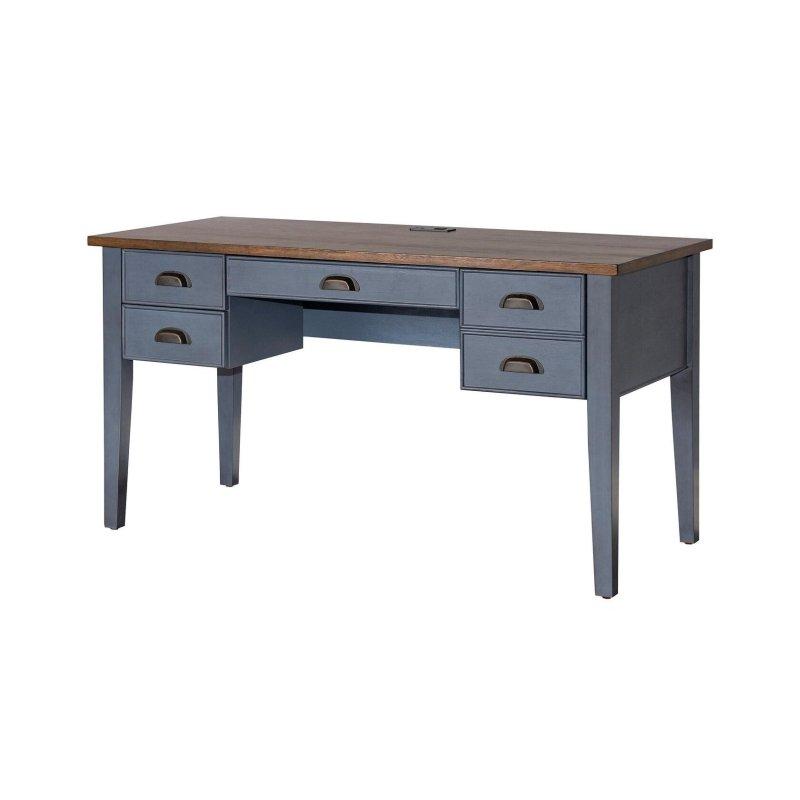 Mavi Ahşap Kır Evi Tarzı Yönetici Ofis Masası - 140x69 cm - 327631
