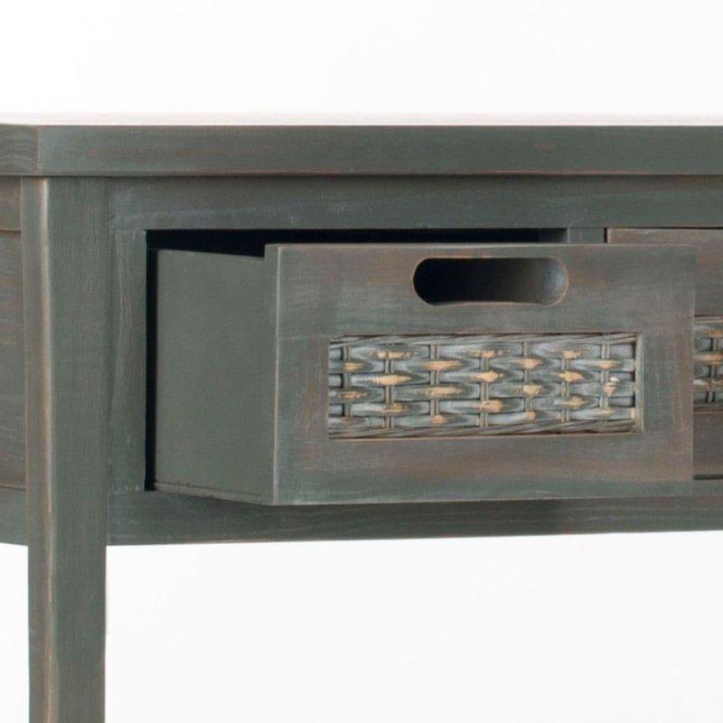 Mavi Gri Çam Ağacı 3 Çekmeceli Alt Raflı Sepet Örgüsü Dresuar - 87x37x77 cm - 331623