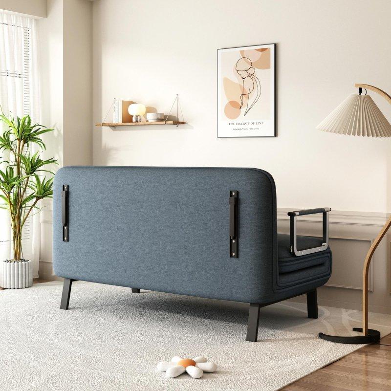Mavi Gri Kadife Yataklı Ayarlanabilir Sırtlıklı Bohem Koltuk - 81x91x73 cm - 282288