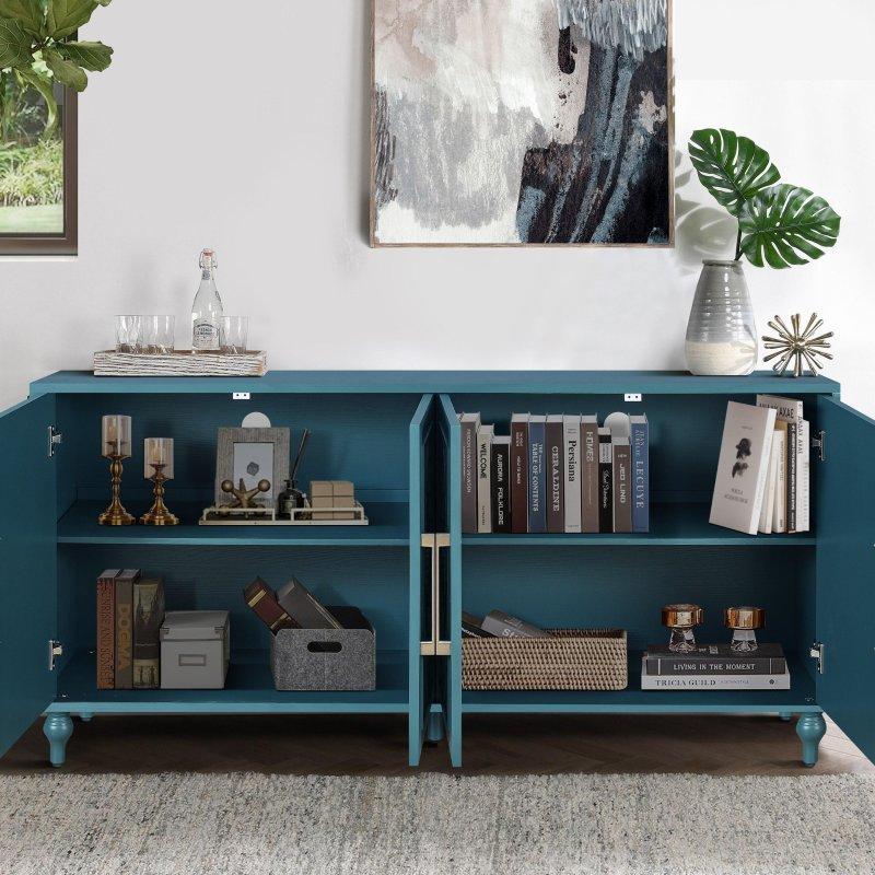 Mavi MDF Oymalı Kapaklı Bohem Konsol - 160 cm - 324926