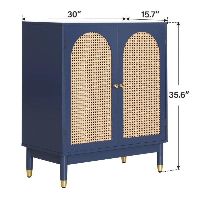 Mavi MDF Rattan Kapaklı El Yapımı Bohem Konsol - 77x91x40 cm - 325518