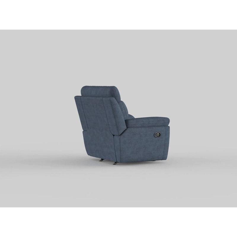 Mavi Mikro Süet Sallanan Manuel Yatan Yastıklı Kolçaklı Baba Koltuğu - 102x97 cm - 323182