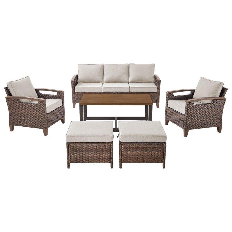 Mavi Minderli Kahverengi Rattan Ergonomik Yüksek Sırtlı 2li Bahçe Takımı - 274035