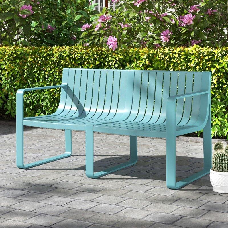 Mavi Polipropilen 3 Parça İki Yan Sehpalı Bahçe Takımı - 122x63 cm - 273237