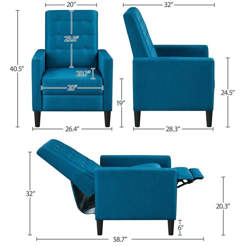 Mavi Polyester Kumaş Kapitoneli Manuel Mekanizmalı Baba Koltuğu - 323035