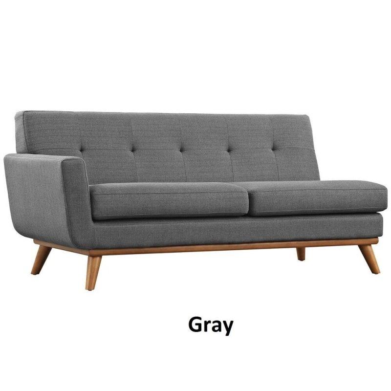 Mavi Polyester Kumaş Masif Ahşap Ayaklı Yüzyıl Ortası Modern Köşe Koltuk - 186x89 cm - 257144
