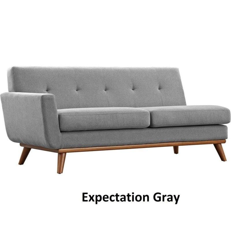 Mavi Polyester Kumaş Masif Ahşap Ayaklı Yüzyıl Ortası Modern Köşe Koltuk - 186x89 cm - 257144