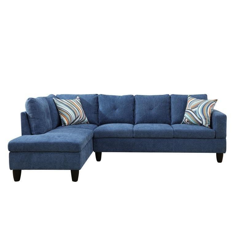 Mavi Polyester Kumaş Puflu Modüler Köşe Koltuk - 247x169x86 cm - 256226