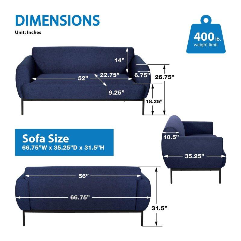 Mavi Polyester Metal Ayaklı Yastıklı Sırtlı Bohem Koltuk - 294372