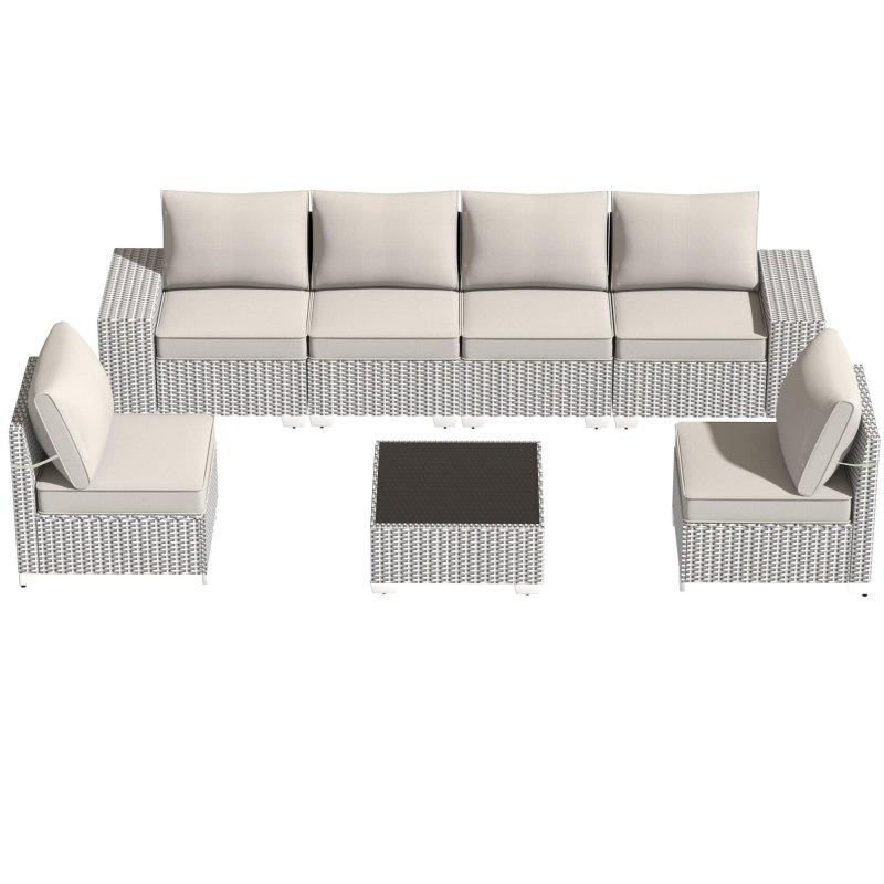 Mavi Rattan 7 Parça Modüler Bahçe Takımı - 269997