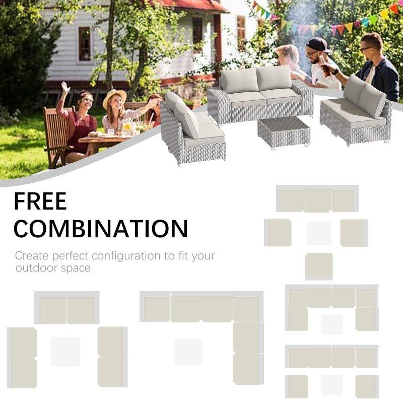 Mavi Rattan 7 Parça Modüler Bahçe Takımı - 269997