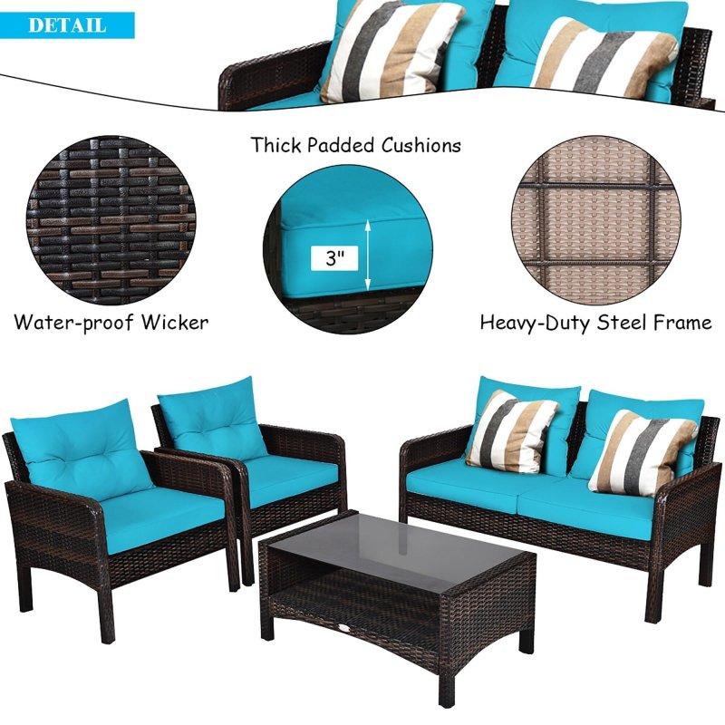 Mavi Rattan 8 Parça Modüler Bahçe Takımı - 272859