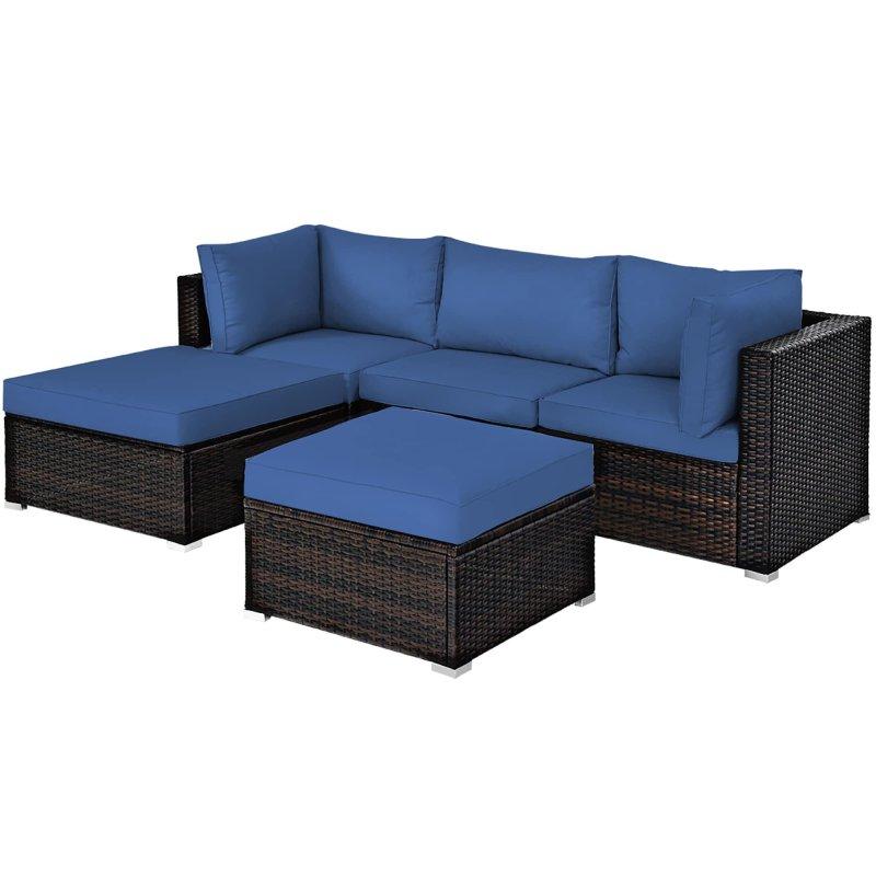 Mavi Rattan Modüler 5 Parça Köşe Bahçe Takımı - 269271