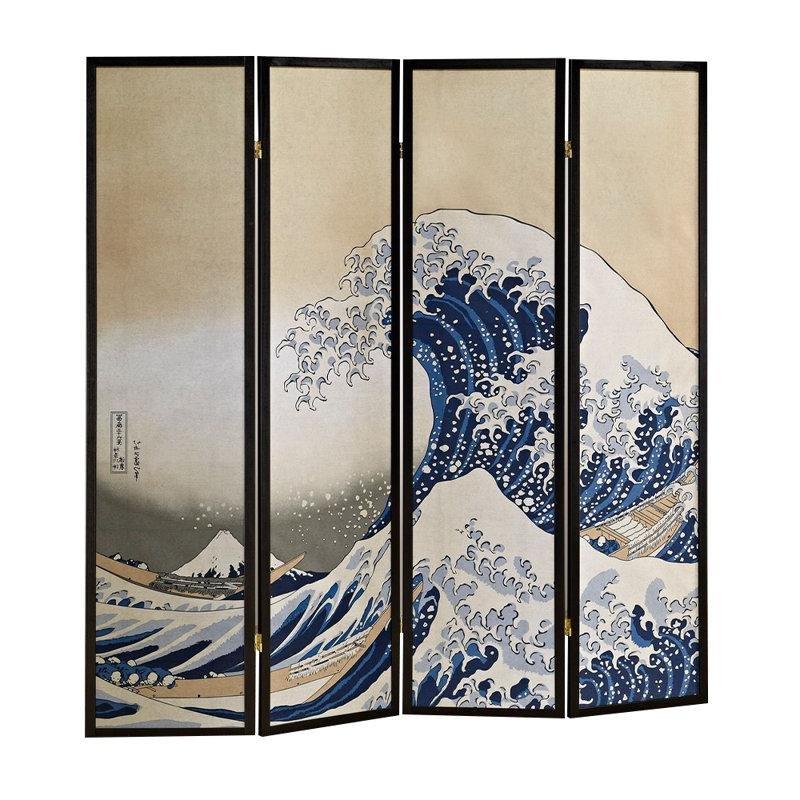 Mavi Siyah Masif Ahşap Katlanır Paravan - 179x173 cm - 321519