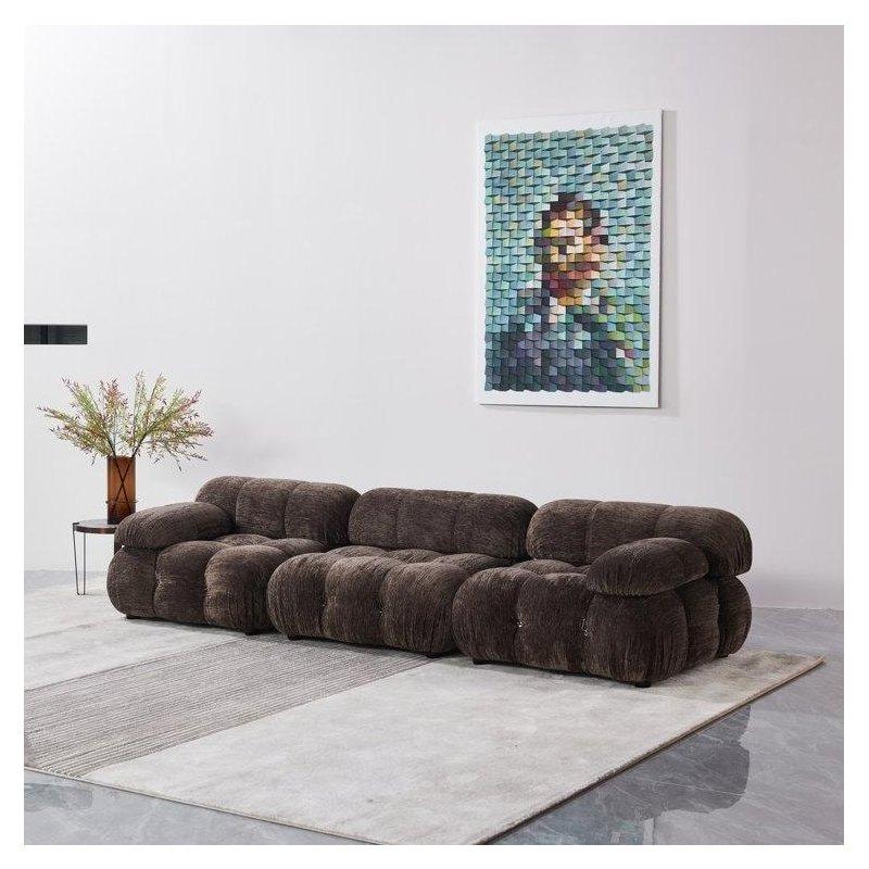 Mavi Şönil Kumaş El Yapımı Modüler Bohem Koltuk - 290 cm - 291136