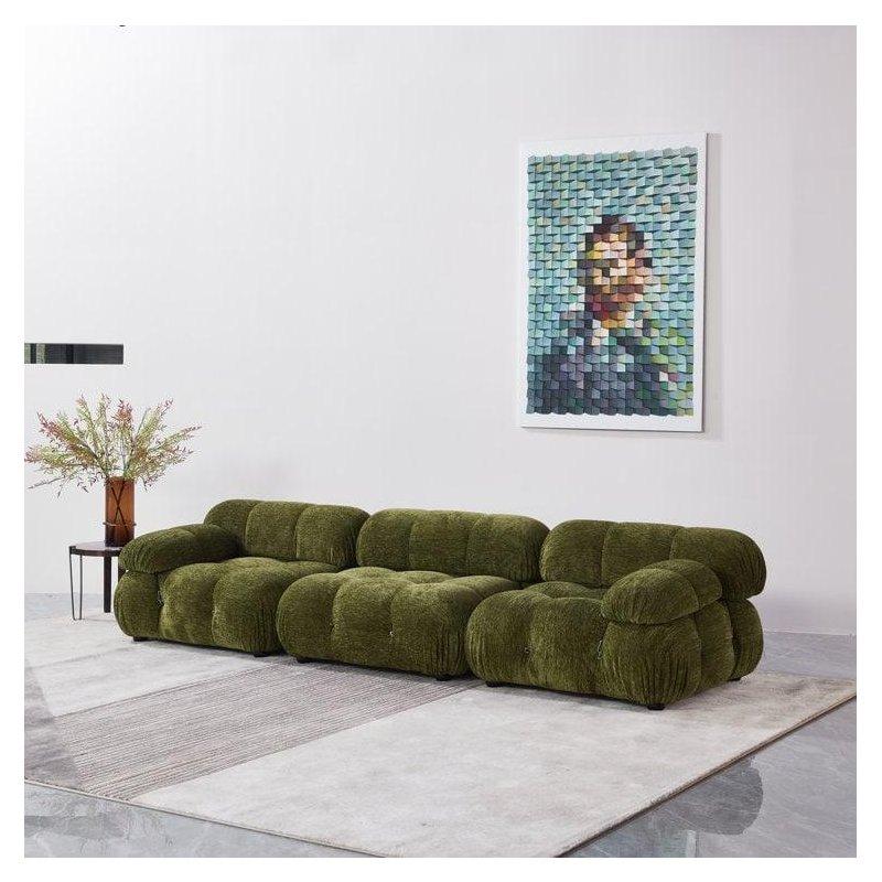 Mavi Şönil Kumaş El Yapımı Modüler Bohem Koltuk - 290 cm - 291136