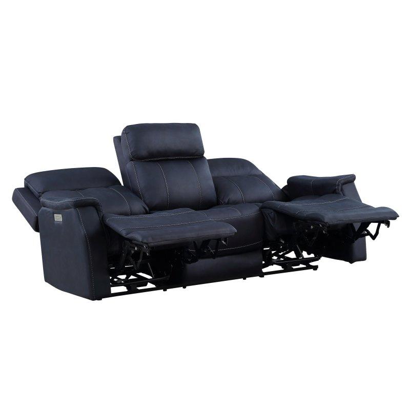 Mavi Suni Deri Motorlu USB Şarjlı Bohem Koltuk - 214x105x105 cm - 281583