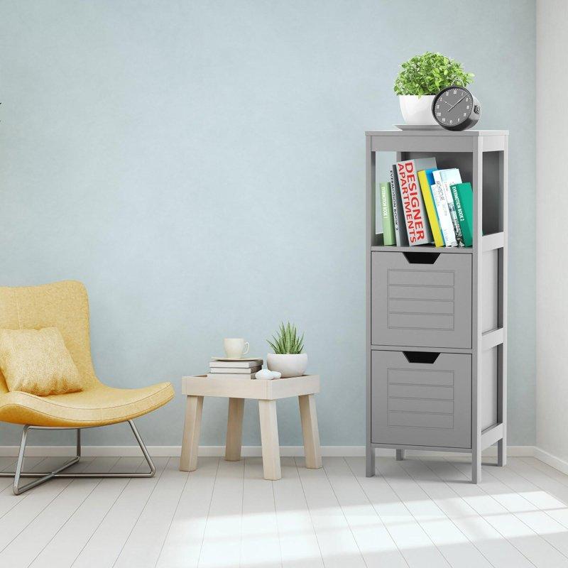 MDF 2 Çekmeceli 3 Raflı Çok Amaçlı Banyo Dolabı - 31x31x89 cm - 333780