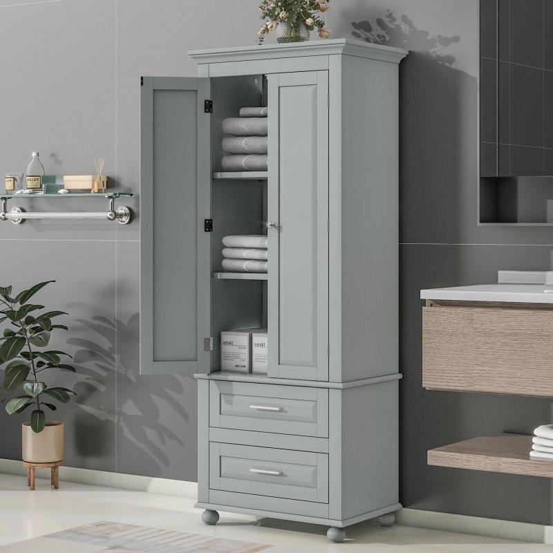 MDF 2 Çekmeceli Ayarlanabilir Raflı Çok Amaçlı Banyo Dolabı - 333548