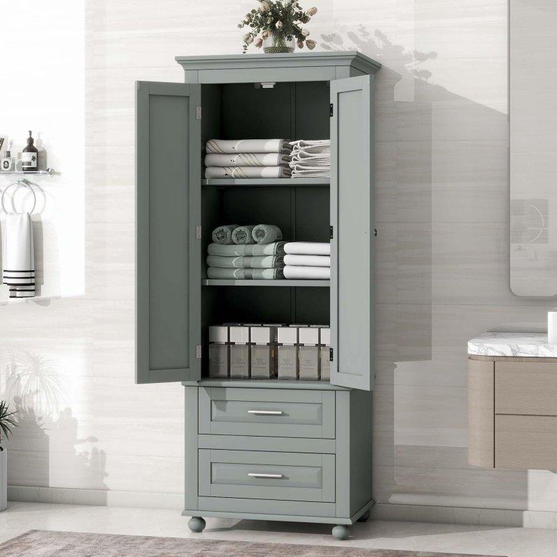 MDF 2 Çekmeceli Ayarlanabilir Raflı Çok Amaçlı Banyo Dolabı - 333548