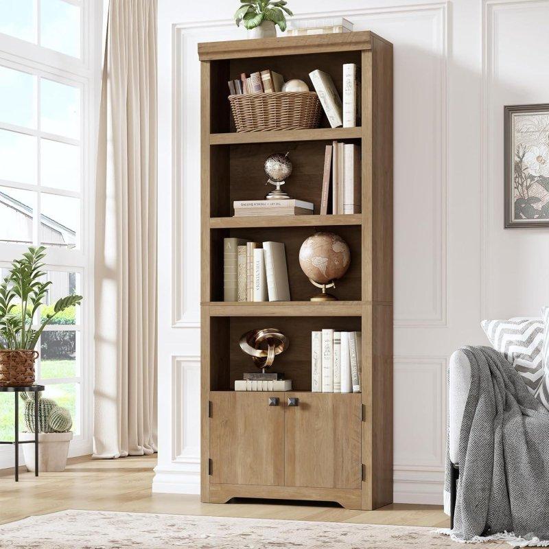 MDF 2 Kapaklı ve Ayarlanabilir Raflı Kitaplık - 60x30x175 cm - 320677