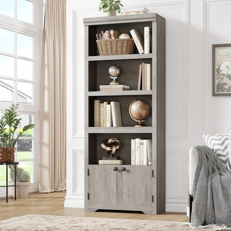 MDF 2 Kapaklı ve Ayarlanabilir Raflı Kitaplık - 60x30x175 cm - 320677