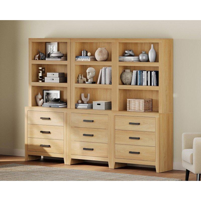MDF 3 Çekmeceli ve 3 Raflı Country Kitaplık - 188 cm - 312136